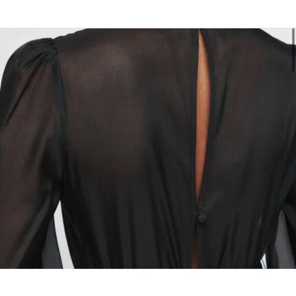 NWT Reformation Meesha Dress 6 Black Sheer Open Back NEW $378 Midi - Picture 3 of 15